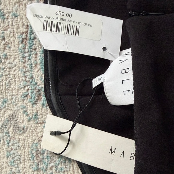 Black Wavy Ruffle Mini Strapless Dress - Picture 2 of 4